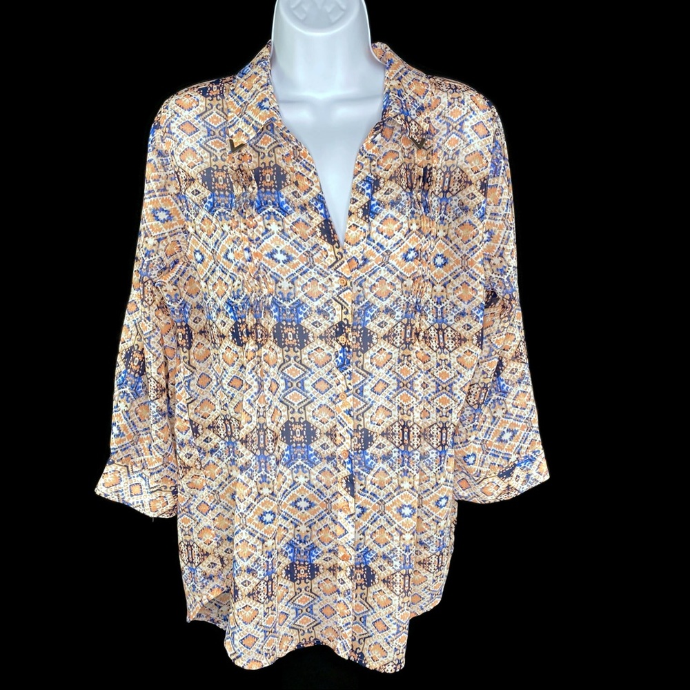 Vintage America Blues Sheer Boho Tunic Medium